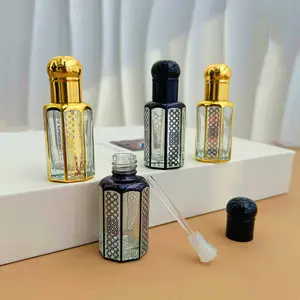 3 ml luxuriöse arabische Mini-Glasflaschen Dubai Oud für Ätherisches Öl und Parfüm mit Stick