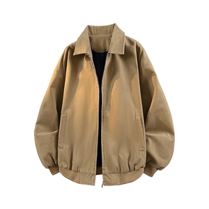 Chaqueta de Cuero Retro Americana para Hombre 2025 con Logotipo Personalizado, Estilo Casual Holgado y Largo para Invierno, Primavera/Otoño, Nuevo Estilo Clásico - Product Image 1