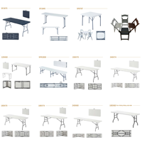 Tables rondes de banquet en HDPE pour événements en plein air, 10 à 12 personnes, 120x120x74, tables de salle à manger pour tente de plein air, table ronde pliante