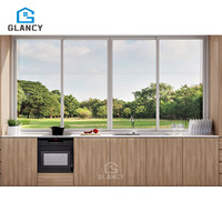 Ventanas Corredizas de Vidrio Templado Doble con Vista Completa, Certificación CE, Aleación de Aluminio, Exterior Negro, NFRC, con Opción de Colgar para Cocina
