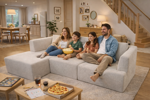 Sofá Seccional Modular Moderno Blanco en Oferta con Otomana y Chaise Longue, Empacado Comprimido para un Mueble Elegante para la Sala de Estar - Product Image 4