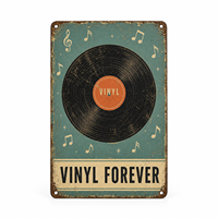 Plaque Métallique Vintage en Aluminium Effet Vieilli pour Musique, Décoration Murale Rectangulaire pour Salle de Musique ou Maison