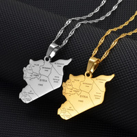 Collier Pendentif Bouddhiste en Acier Inoxydable et Pierre Naturelle, avec Chaîne en Bambou, Motif Cartes de Villes Européennes et Américaines Variées, Style Charmant Transfrontalier