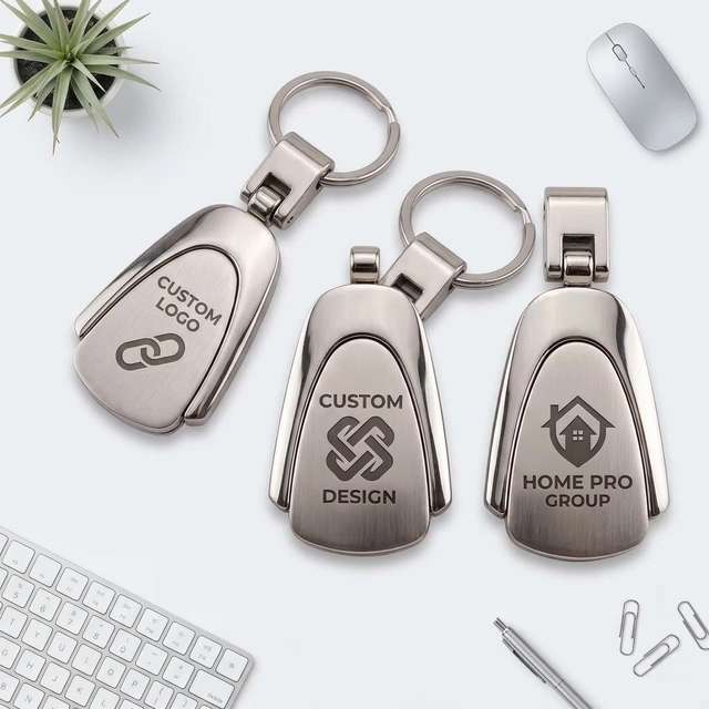 Stainless Steel Silver-Plated Polished UV Printed Sports Teardrop Keychain
