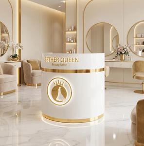 Table de réception incurvée haut de gamme pour salon de coiffure, spa et institut de beauté – Solution tout-en-un pour mobilier de salon - Product Image 1