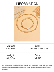 Set di 2 Collane <span class=keywords><strong>in</strong></span> Lega di <span class=keywords><strong>Ferro</strong></span> Stile INS, Catena per Orologio Dorata, Decorazione a Cuore Vintage con Smalto, Impermeabile - Product Image 6