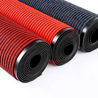 Tapis d'extérieur lavable en polyester rayé de haute qualité, motif noir et rouge, extra épais et antidérapant