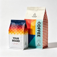 Sachet de café à fond plat mat imprimé sur mesure avec valve, pochette à fond plat pour 1 lb de grains de café, emballage spécialisé pour thé