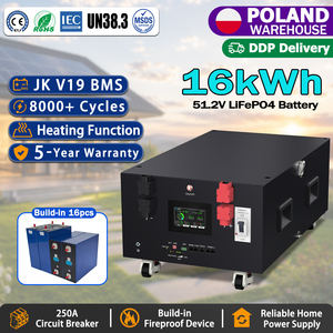 แบตเตอรี่ลิเธียม EU Stock Horizontal Stacking 51.2V 16kWh Lifepo4 ระบบไฮบริดออฟกริดพลังงานแสงอาทิตย์ JK V19 BMS แบตเตอรี่เก็บพลังงานลิเธียม - Product Image 1