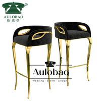 Tabourets de bar de luxe en cuir véritable avec pieds en métal doré, meubles modernes pour hôtel et extérieur