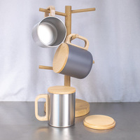 Mug de voyage isotherme en acier inoxydable à double paroi avec couvercle et poignée, isolation thermique 6 heures, style classique pour boissons chaudes, idéal pour les fêtes