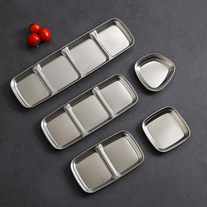 Stainless Steel Condiment Dish 3 Compartment Rectangle Serving Tray For Soy Sauce Dipping Pickle - Product Image 2