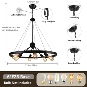 American Retro Candle Industrial Style Vintage Hallway, Dining Room, Entryway, and Corridor Multi-Light Metal Chandelier - Product Image 6