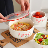 Ensemble de bols personnalisés trois pièces en céramique à motif floral, idéal pour le riz et la conservation des aliments, coffret cadeau, article promotionnel