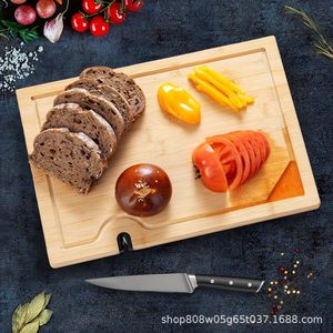 Tabla de cortar de bambú 43x28x2cm rectangular multifunción con función de afilado para pan, fruta y queso - Product Image 2