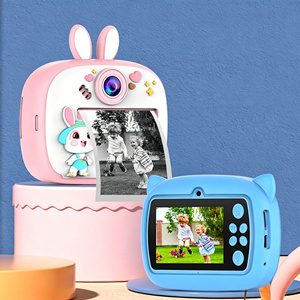 AM300 블루 키즈 즉석 인화 카메라, 2.4인치 HD 화면 귀여운 만화 미니 디지털 사진 프린터 휴대용 장난감 선물 - Product Image 1