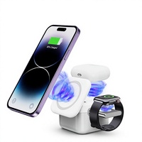 Station de charge sans fil magnétique 3-en-1 détachable et pliable pour téléphone, montre et écouteurs