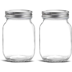 Custom Wide Mouth Food Grade Drinking Food Canning Glass Mason <b>Jars</b> with Silicone Sealing Lid - Product Image 1