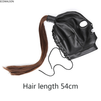 Masque de fête en cuir PU sexy à capuche unisexe en latex, accessoire d'Halloween pour hommes et femmes, cosplay, flirt, queue de cheval, ceinture de poitrine, couvre-chef
