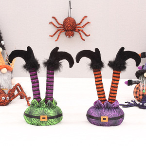 Decoraciones de piernas de elfo invertidas para Halloween, suministros de fiesta reutilizables verdes y morados para accesorios de escena de Halloween - Product Image 1