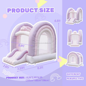 <span class=keywords><strong>Château</strong></span> gonflable extérieur rose arc-en-ciel avec toboggan, style minimaliste, pour enfants, mariage, fête, trampoline personnalisable - Product Image 2
