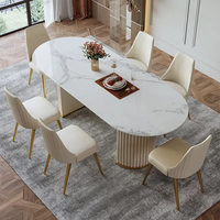 ATUNUS Luxuriöser Schiefer-Esstisch Mit Stühlen, Moderner Essbereich Für Zuhause und Wohnung