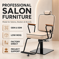 Fauteuil de Barbier Moderne en Cuir avec Repose-Pieds Réglable, Accoudoirs en Bois et Fer, Rotation à 360 Degrés, Pompe Hydraulique Professionnelle - Durable