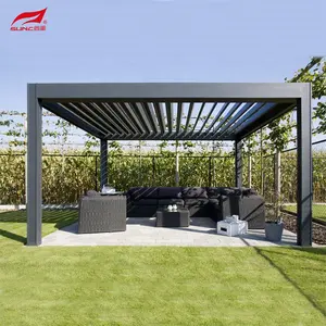 Modernes Wasserdichtes Bio klimatisches Lamellen dach Pavillon, Einziehbare Fernbedienung, Outdoor Pergola Aluminium, Hohe Qualität