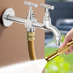 <span class=keywords><strong>Robinet</strong></span> <span class=keywords><strong>de</strong></span> machine à laver mural à double poignée en acier inoxydable SUS304 avec surface céramique chromée, ouverture rapide, garantie 5 ans - Product Image 3