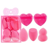Ensemble de 5 éponges de maquillage les plus vendues Love Puff, éponge à coussin d'air floquée pour fond de teint, éponge à poudre humide et sèche, éponge en forme de goutte d'eau