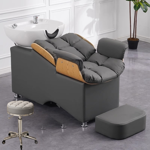 Sillón Reclinable de Peluquería Reforzado con Reposabrazos de Madera Maciza y Tapicería Impermeable de Cuero PU Cerámico para Lavado de Cabello - Product Image 6