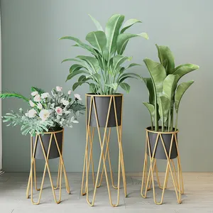 Flower Pots Nordic Luxury Gold Garden Indoor Round Big Large Wholesale Metal Cheap Planters Stand Plant Flower Pots For Plant