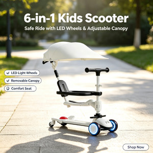 Nouveauté : Trottinette multifonctionnelle pour bébé et enfant, pliable et réglable, 6 en 1 avec siège, musique et lumières - Product Image 1