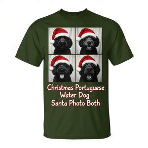 Camiseta navideña con estampado de perro caniche portugués y Papá Noel, para adultos, unisex, manga corta, cuello redondo, impresión digital - Product Image 3