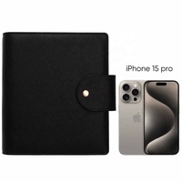 Organiseur de budget A5 personnalisé Hongbo multicolore avec feuilles mobiles, cartes et enveloppes pour espèces, avec anneaux en cuir souple couleur or rose