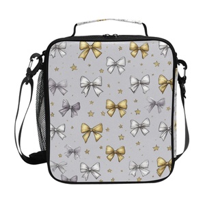 Bow Printing Square Custom Large Capacity Portable Lunch Bag Outdoor Picnic Bag Aluminum Foil Insulated Cooler Bag - Product Image 1