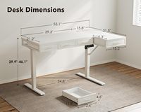 Bureau d'angle en L OEM avec 4 tiroirs en bois, table de bureau blanche avec 4 tiroirs en bois et prises intégrées pour le bureau à domicile