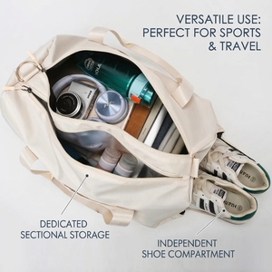 Bolsa de Gimnasio Personalizable de Nailon, Ligera e Impermeable, con Compartimento para Zapatos y Correa para Carro de Equipaje - Product Image 2