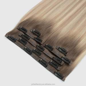 Extensiones de Cabello Humano con Clip, Remy Indio, Trama Única, Puntas Completas, Color Marrón Claro - Product Image 2