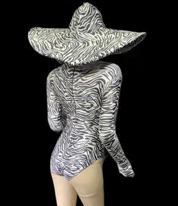 GreerBlack Body skinny extensible à motif de zèbre noir pour femmes Jazz Stage Ballroom Nightclub Dance Outfit Big Performance Wear - Product Image 6