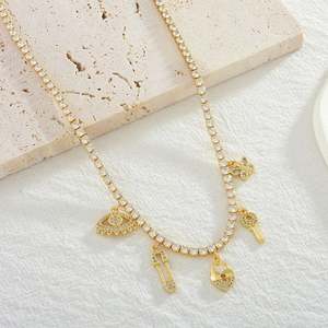 <span class=keywords><strong>Noticias</strong></span> Latón Chic Delicado Oro Minimalista CZ Diamante <span class=keywords><strong>Corazón</strong></span> Tenis Gargantilla Collar - Product Image 4