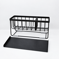 Support de rangement en métal pour évier de cuisine, organiseur de comptoir pour torchons et éponges avec égouttoir