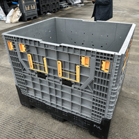 Grande boîte à palettes en plastique HDPE pliable de stockage industriel avec couvercles pour l'agriculture/fruits/légumes/aliments réutilisables