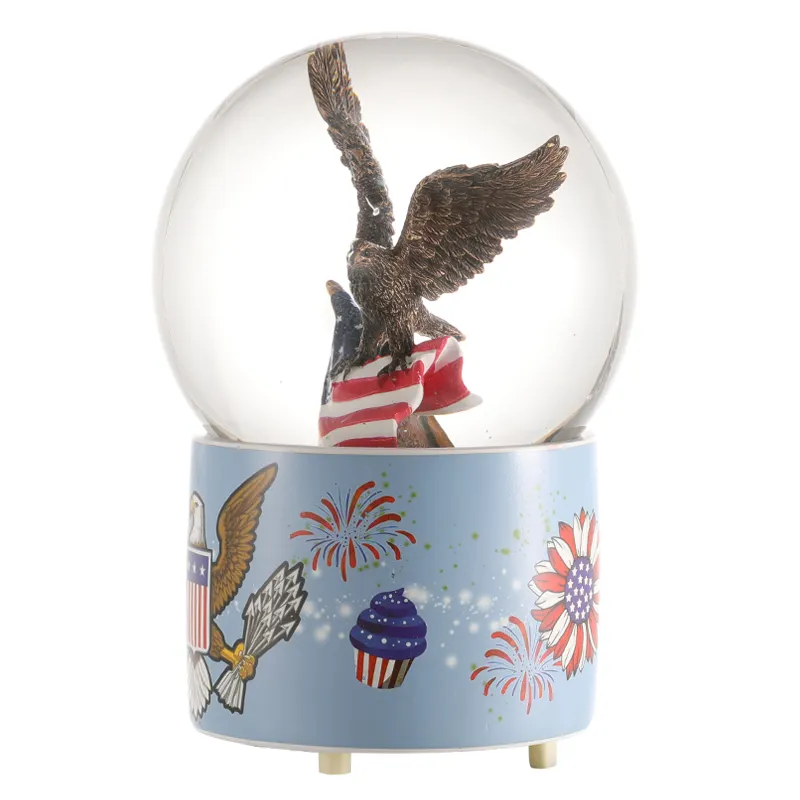Animal personalizado globo de nieve águila calva globo de agua calcomanías emblema nacional americano Base decoración regalo recuerdo resina globo de nieve
