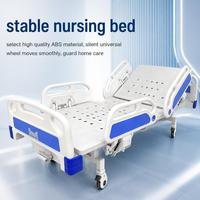 Lit de récupération manuel robuste à manivelle unique avec grande plateforme, barreaux latéraux, roulettes silencieuses et ABS durable pour les soins aux patients