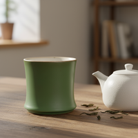 Tasse à thé vert moderne en céramique et porcelaine, motif bambou, base cylindrique en forme de pamplemousse, haute, résistante à la chaleur, idéale comme cadeau d'affaires