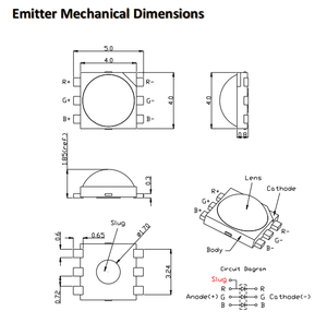 ProLights PP6N-1LFE-P de haute qualité, puce LED RGB 1W 5x5mm dimmable pour lampes de lecture - Product Image 3