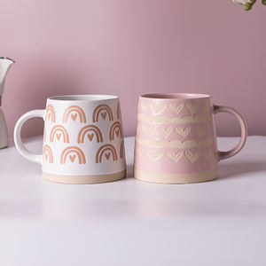 Offre Spéciale tasse de coeur créative tasse à café en céramique faite à la main avec impression en relief de cire Couple saint valentin tasses cadeaux - Product Image 6
