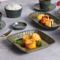 Vaisselle en céramique personnalisée de fabricant, service de table nordique vert de luxe pour Restaurant d'hôtel