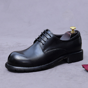 New style fashionable genuine leather thick-soled men's shoes - wedding shoes, formal round-<b>toe</b> leather shoes for men - Product Image 6